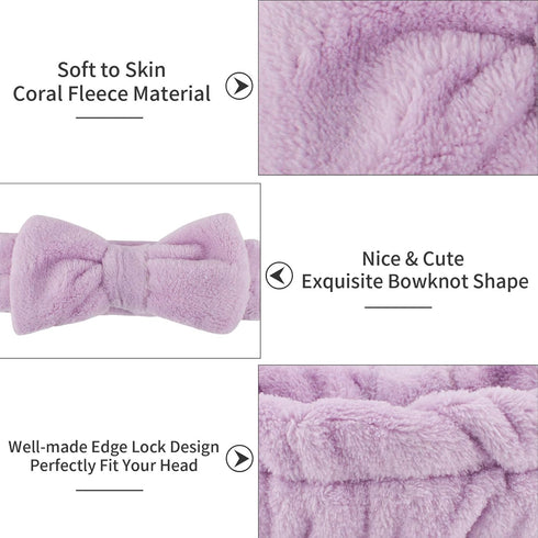 6 Pcs Spa Headband, Makeup Hair Band, Soft Coral Fleece Makeup Headband, Face Wash Headband, Bow Hair Band, Makeup Headband, Skincare Headbands, M...