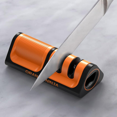 Orange Ninja Mini Knife Sharpener - Coarse & Fine Knife Sharpener, Knife Sharpening System- Knife Sharpeners for Kitchen Knives, Pocket Kitchen Kn...