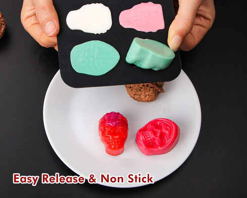 Webake Skull Chocolate Mold with 5 Different Shapes, Silicone Skeleton Mold for Halloween Chocolate, Candy, Jello, Ice, Cube, Treats, Pack of 2...