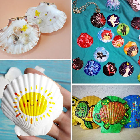 6PCS 4inch Scallop Shells, White Sea Shell for Crafting, DIY Painting, Home Wedding Decoration Natural Scallop Shells...