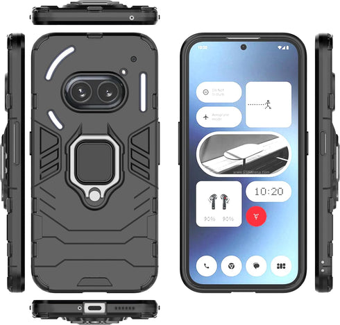 Case for Nothing Phone 2a, Nothing Phone (2a) Case with Stand Kickstand Ring Heavy Duty Magnetic Car Mount Anti-Fall Shockproof Protective Slim Ca...