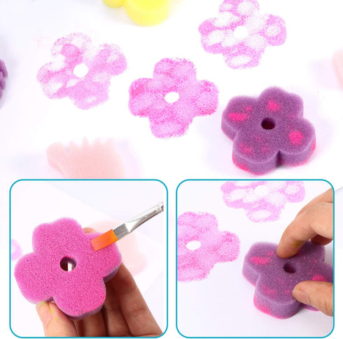 Gejoy 64 Pieces Sponge Painting Kit for Kids Alphabet Numbers Animal Paint Sponges Models Art Craft Drawing Tools for Kids Toddlers Educational Ba...