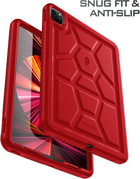 Poetic TurtleSkin Heavy Duty Case Designed for iPad Pro 11 Inch / 4th & 3rd Gen, Kids Friendly Silicone Cover Case, Red...