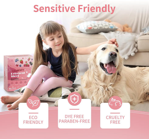 YUCO Laundry Detergent Sheets Berry Scent 80 Loads (40 Sheets) Eco-Friendly Laundry Soap Washer Sheets- Liquidless Laundry Detergent Sheets for Tr...