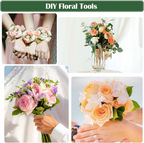 Floral Tape and Floral Wire, Paxcoo Floral Arrangement Kit with Green Floral Tape and Floral Wire, Boutonniere Flower pin, Wire Cutter for Wreath ...