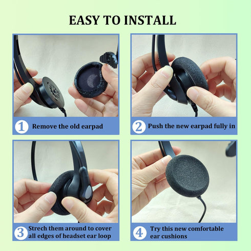 Ear Cushions for Jabra Headset Foam Replacement Ear Pads Compatible with Jabra Biz 1500 1900 2300 2400 GN2000 GN2100 GN2025 GN9120 GN9125 PRO 920 ...