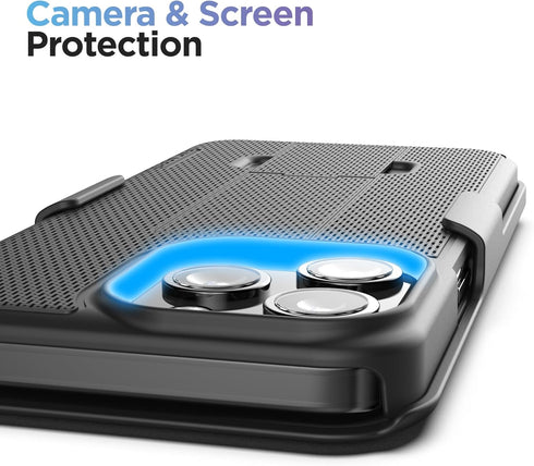 Encased DuraClip Holster, Designed for iPhone 15 Pro Case with Belt Clip Phone Holder and HD Screen Protector (iP15-PRO 6.1") - Black......