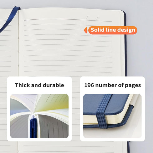 A5 Lined Journal Notebook, College Ruled Notebook, 196 Pages, 5.75 * 8.38 inches, Hardcover Notebook for Work, Journals for Writing(1Pack Turquois...