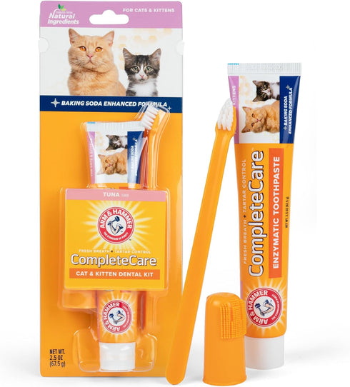 Arm & Hammer for Pets Complete Care Cat & Kitten Dental Kit | Includes 2.5 oz Tuna Flavor Enzymatic Cat Toothpaste, Cat Toothbrush, and Rubber Fin...