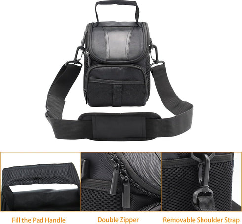 FOSOTO Waterproof (with Rain Cover) Black Camera Case Bag Compatible for Canon EOS M10 M6 M2 Mrak II M50 M100 Rebel T3i T4i T5 SL1, Nikon P600 D33...