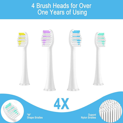 Sonic Rechargeable Electric Toothbrush for Adults Kids, 48,000VPM Rechargeable Toothbrushes with Normal, Sensitive, Massage Modes, 4 Replacement B...