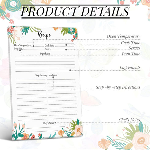 50 Sheets Recipe Paper Full Size Recipe Refill Pages 8.5 x 11 Inch Recipe Cards for Recipe Binder Book...