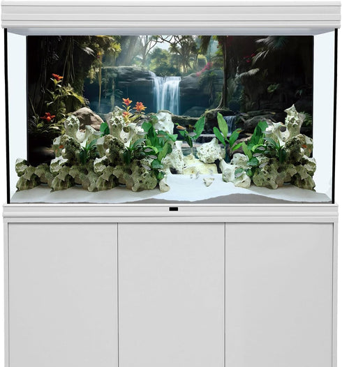 AWERT 48x20 inches Tropical Waterfall Aquarium Background Tropical Plants Fish Tank Background Reptile Habitat Background Natural Terrarium Backgr...