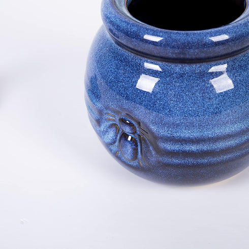 Cutiset Ceramic Honey Pot with Lid and Dipper, 20oz rustic Honey Jar (Blue)...