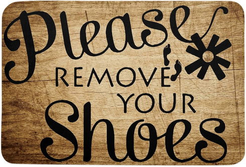 Please Remove Your Shoes Indoor Doormat,Front Back Door Mats with Non Slip Backing,Rustic Wooden Grain Low Profile Welcome Entrance Floor Mat for ...