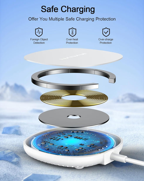 NANAMI Magnetic Wireless Charger iPhone Compatible with MagSafe Charger for iPhone 15/14/13/12 Pro/Max/Plus, Fast Wireless Charging Pad Phone Char...