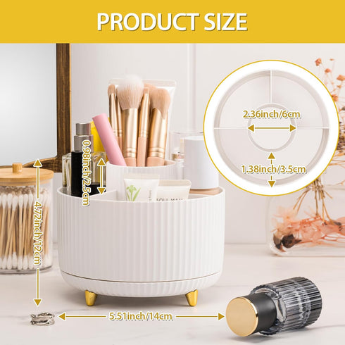Makeup Brush Holder, Multi-angle Rotating Makeup Organizer, Multifunction Cosmetic Organizer for Bathroom Countertop, Bedroom Nightstand, Desktop,...