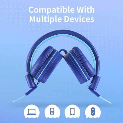 POWMEE P10 Kids Stereo Headphones with Microphone for Children Boys Girls,Adjustable 85dB/94dB Volume Control Foldable On-Ear Headphone for School...