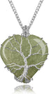 Heart Necklace for Women, Handmade Green Aventurine Crystal Pendant Birthstone Necklaces for Chakra Healing Good Luck Meditation, Tree of Life Cry...