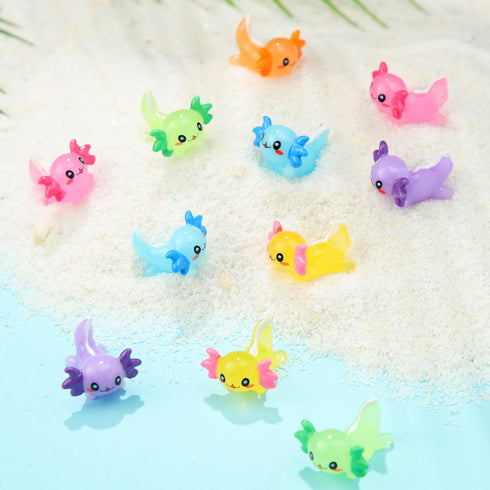 Junkin Mini Axolotl Resin Charms Miniature Axolotl Ornament Tiny Animal Figures for DIY Garden Dollhouse Birthday Party Decoration Aquarium(48 Pcs...