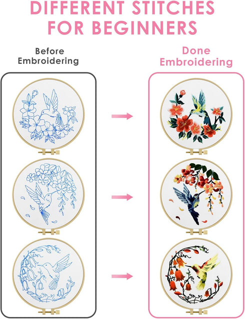 TINDTOP Hummingbird and Flower Embroidery Kit for Adults......