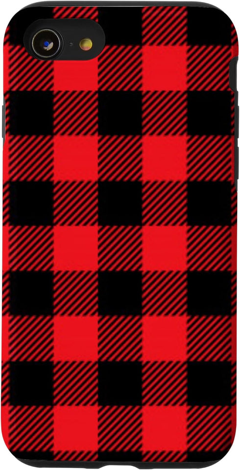 iPhone SE (2020) / 7 / 8 Red Black Buffalo Plaid Lumberjack Case...