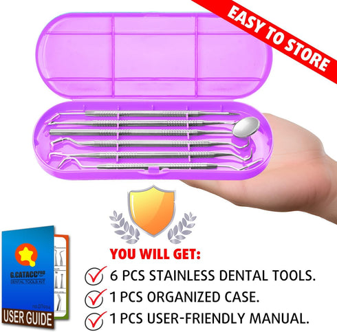 Dental Tools, Plaque Remover for Teeth, Metal Dental Pick Teeth Cleaning Tools Kit, Stainless Steel Oral Care Dental Hygiene Kit with Tooth Scrape...