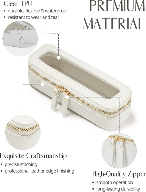 Slim Makeup Brush Bag Travel Clear Toiletry Bag for Women Cute White Make Up Bag for Traveling Cosmetic Bag Organizer Waterproof Tansparent Beauty...