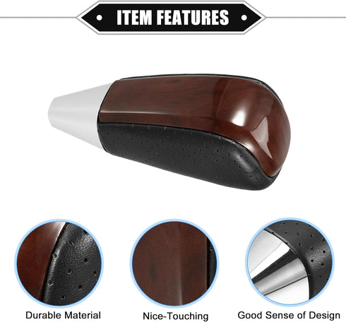 Automatic Gear Shift Knob Compatible for Toyota Land Cruiser 2003-2021, Durable Faux Leather Plastic Black Brown Drilled Grain Pattern...