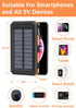 Solar Charger 20000mAh Power Bank Portable Solar Phone Charger, Camping Waterproof External Battery Charger for Cell Phone, 2 USB/LED Flashlight w...