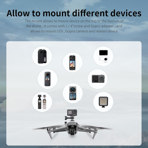CAPART Camera Mount Expansion Bracket for DJI Air 3 Drone, with 1/4" Screw Hole, Cold Shoe Mount, Compatible DJI OSMO Action 4 3 Pocket 2 1 Insta3...