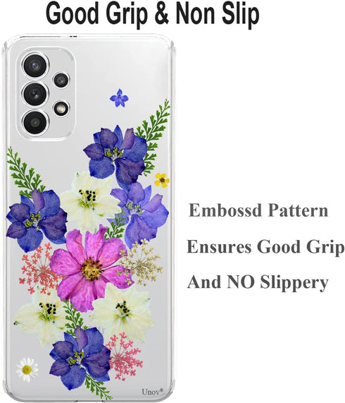 Unov Case Compatible with Galaxy A53 5G Clear with Design Soft TPU Shock Absorption Slim Embossed Pattern Protective Back Cover Case (Very Peri Bo...