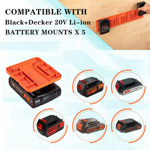 Crivnhar 5 Pack Battery Holder for Black+Decker 20V Battery Mounts Dock Holder Fit for LBXR20 LB20(w/10 Screws, No Battery)...