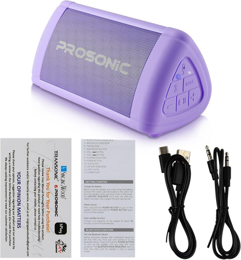 Prosonic BT3 Portable Wireless Bluetooth Speaker with 10W Stereo Sound & Bass Boost -Rich Sound & Intense Bass -Bluetooth 5.0 -Microphone -IPX5 - ...
