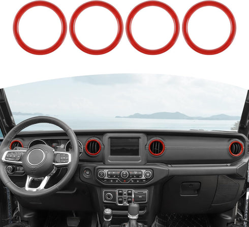 RT-TCZ for Wrangler JL Dash Air Vents Cover Trim Stickers Red for Jeep Wrangler JL JLU Gladiator JT 2018-2023 Red Interior Accessories 4pcs...