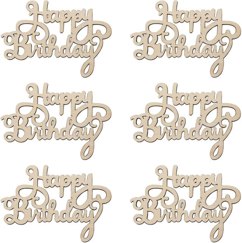 30Pcs Mini Birthday Wood Crafts DIY Cutout Wooden Slices Embellishments Unfinished Wood Ornaments Home Happy Birthday Decorations, 1.8x1.3 in...