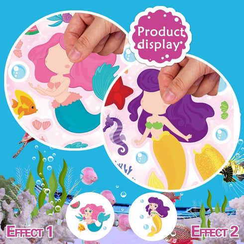 24 Sheets Mermaid Stickers Make Your Own Mermaid Stickers Party Favors Make A Mermaid Stickers Mermaid Make A Face Stickers for Kids Party Favors,...