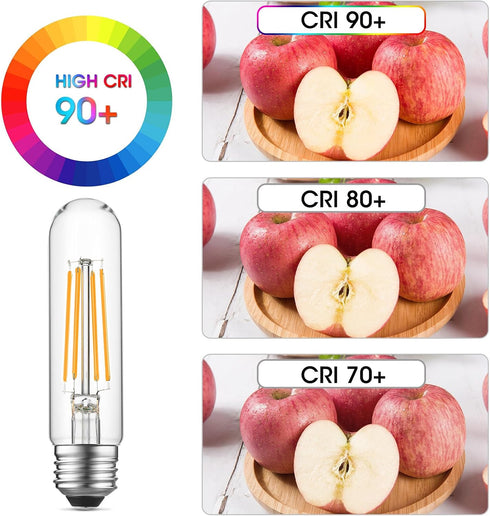 Dimmable E26 Edison Bulb, AC120V Warm White 2700K Light Bulbs, 6W, Equivalent 60W, 750LM, 5 Inch Long Tubular T10 LED Bulbs for Rustic Pendant, Ch...