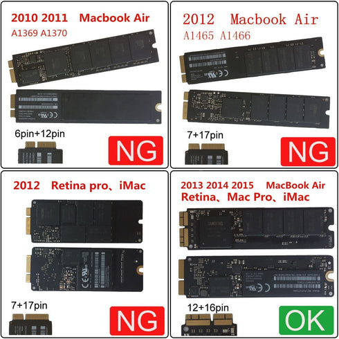 chenyang 12+16Pin MAC SSD to Motherboard M.2 NVME NGFF M-Key Convert Adapter Card for 2013 2014 2015 A1493 A1502 A1465 A1466 MAC Pro Air SSD...