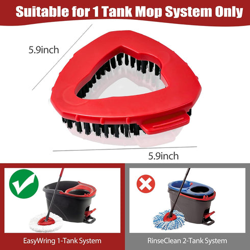 Scrub Brush, 2 Pack Spin Mop Scrub Brush Head Compatible for Easywring 1 Tank System, Stiff Bristle Cleaning Brush for Kitchen Bathroom and Variou...