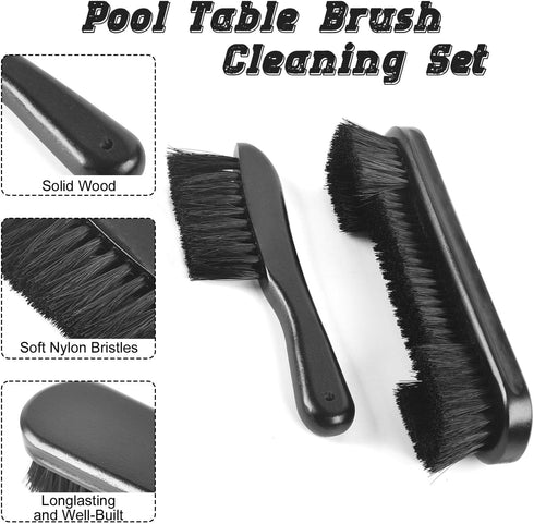 Billiards Brush Pool Table and Rail Brush Cleaning Tools Set with Cloth Cue Shaft Slicker & Small Cue Chalk Cube...
