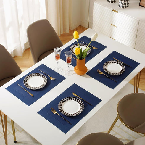 Vinyl Placemats Heat-Resistant Table Mats Washable Easy Clean Plastic Placemats for Dining Table Set of 4 (Blue)...