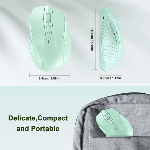 TECKNET Wireless Mouse, 2.4GHz Ergonomic Computer Mouse, Portable Cordless Mice, Mouse for Laptop, 6 Buttons USB Mouse for Chromebook, Ergo Grip, ...