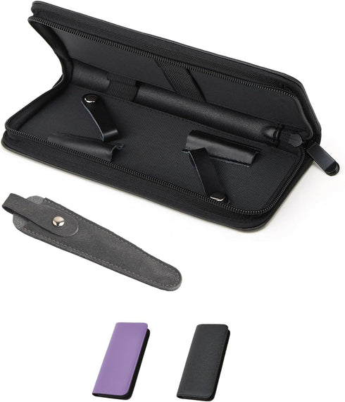 LAKE of FIRE Scissors Case with Zippers and Leather Cover for Convenient Storage and Protection (Black+Gray)...