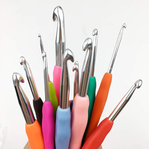 Mdoker Extra Long Crochet Hooks,Ergonomic Grip Soft Handles for Handmade DIY Crocheting,Size C/2(2.75MM)......