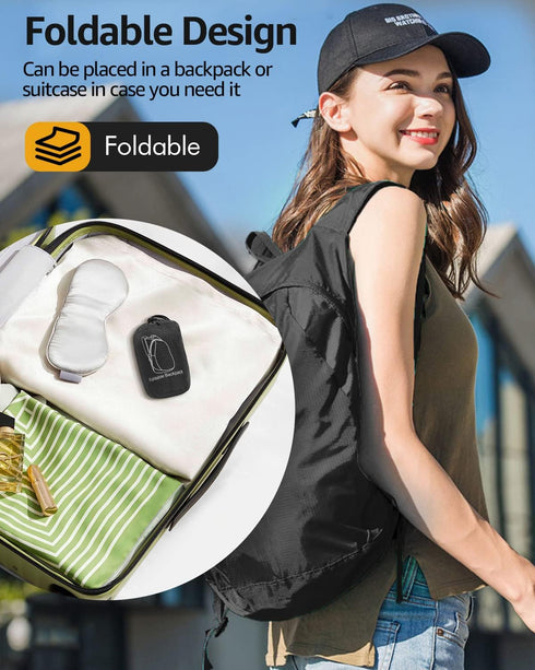 MULISOFT 30L Foldable Hiking Backpack, Lightwight Camping Backpack For Men & Women, Water-resistant Travel Daypack, Multifunctional Black Backpack...