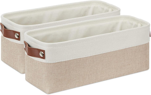DULLEMELO 2-Pack Bathroom Baskets for Toilet, Small Storage Bins for Organizing Closets, Cabinets, Shelves, Canvas Fabric Storage Basket Bins With...