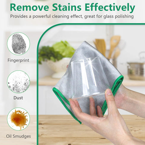 Glass Polishing Cloth Streak Free Miracle Cleaning Cloth Lint Free Microfiber Cleaning Rags for Glasses Kitchen Dish Mirrors Easy Clean, Pack of 6...