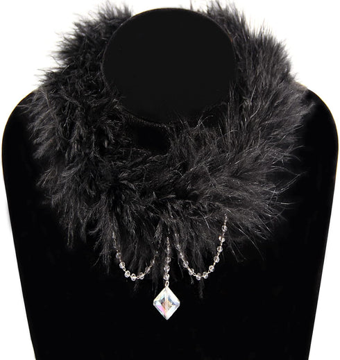 Gothic Natural Feather Collar Necklace,Handmade Plush Choke,Halloween Party Costume Accessories Neck Jewelry for Women and Girls...