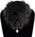 Gothic Natural Feather Collar Necklace,Handmade Plush Choke,Halloween Party Costume Accessories Neck Jewelry for Women and Girls...